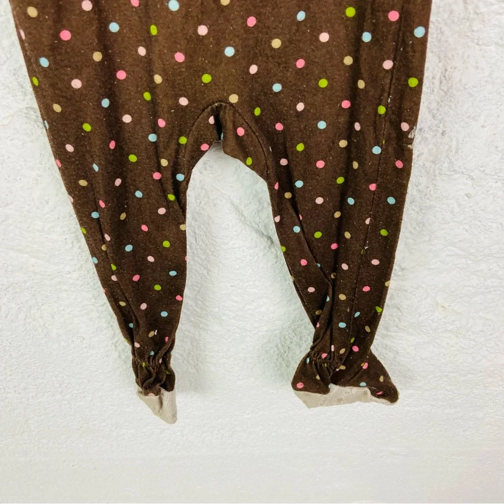 Carters Brown Polka Dot Kids One Piece footie pj with Cupcake Design size 18 M